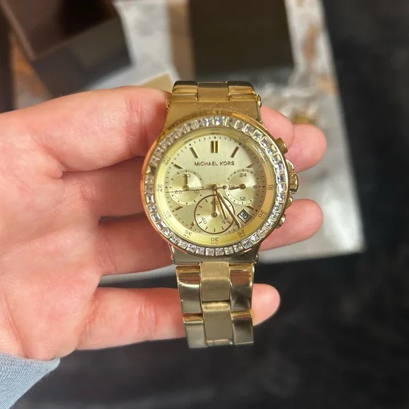 Michael Kors Gold Chronograph Watch with Crystal Bezel - Picture 3 of 4